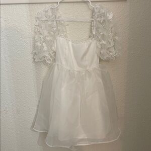White Sheer Puff Sleeve Dress
